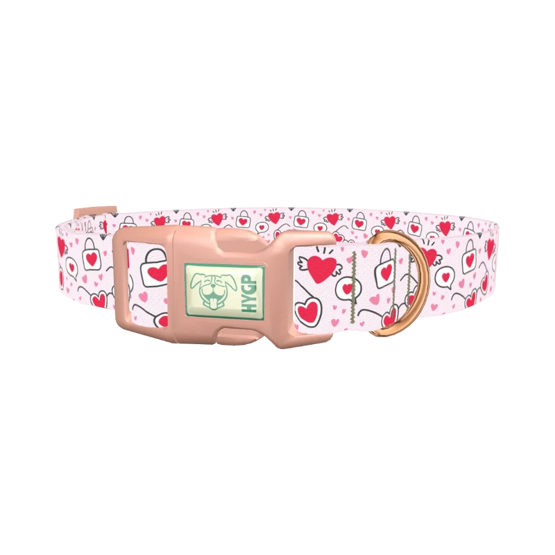 Heart Sunglasses Dog Collar - plastic rose gold