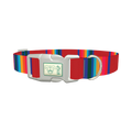 Striped Rainbow Dog Collar - plastic silver