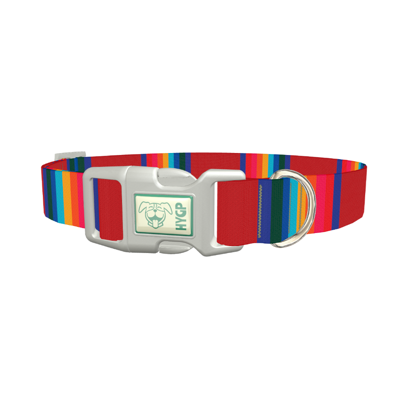 Striped Rainbow Dog Collar - plastic silver