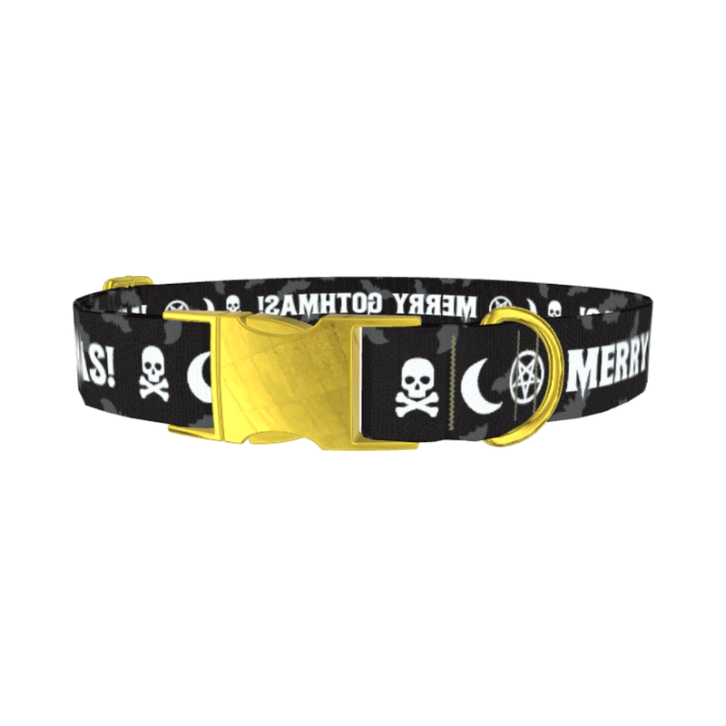 Gothic Christmas Dog Collar - metal gold