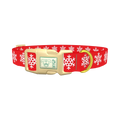 Red Snowflake Pattern Dog Collar - plastic gold