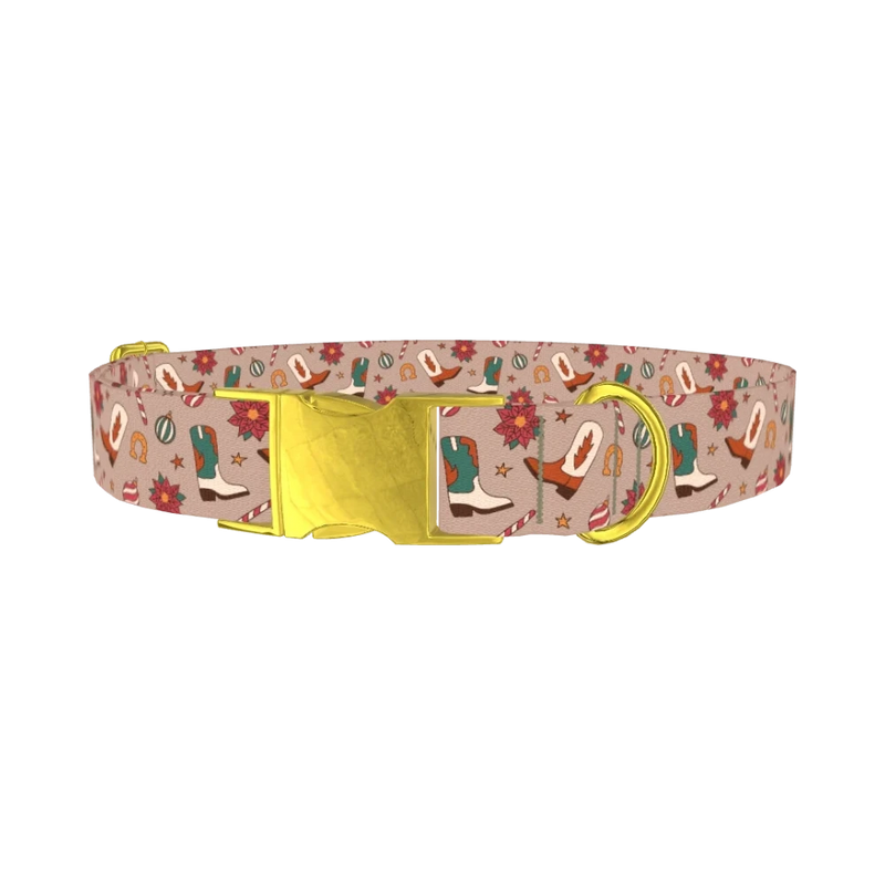 Christmas Poinsettia Dog Collar - metal gold