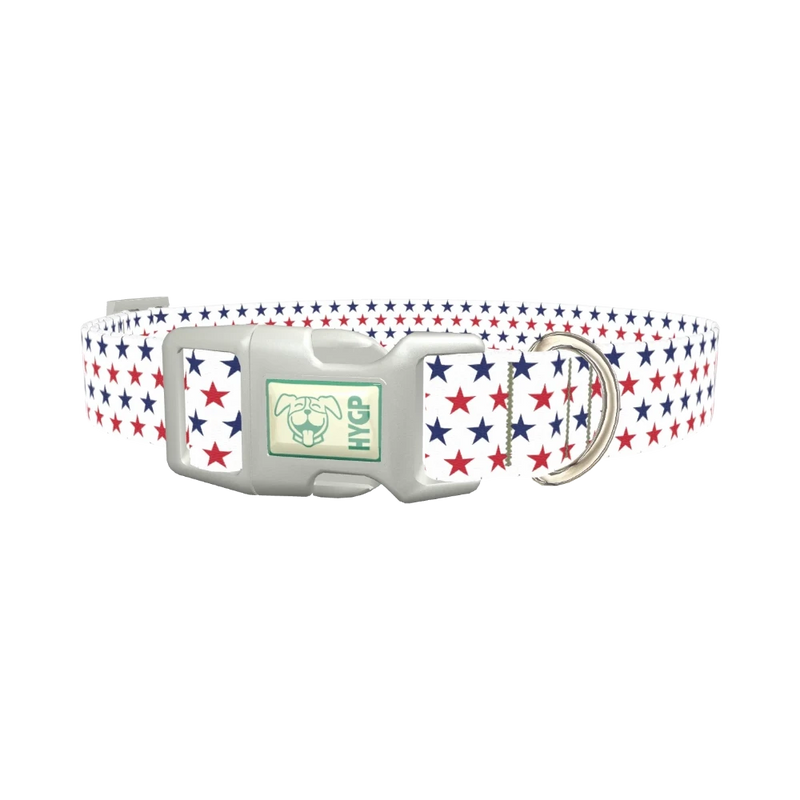Patriotic Star Dog Collar - plastic silver