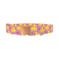 Yellow Duck Heart Dog Collar - metal rose gold