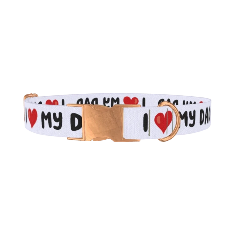 I Love My Dad Dog Collar - metal rose gold