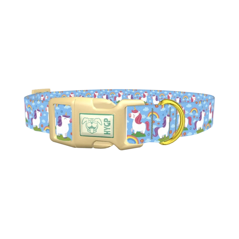 Unicorn Rainbow Dog Collar - plastic gold