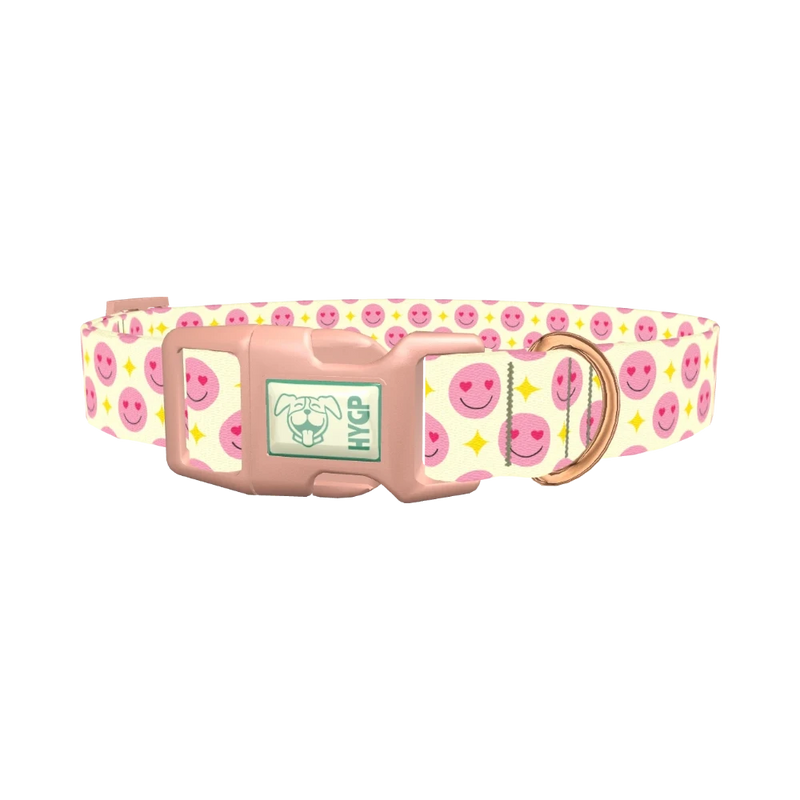 Valentine Smiley Dog Collar - plastic rose gold