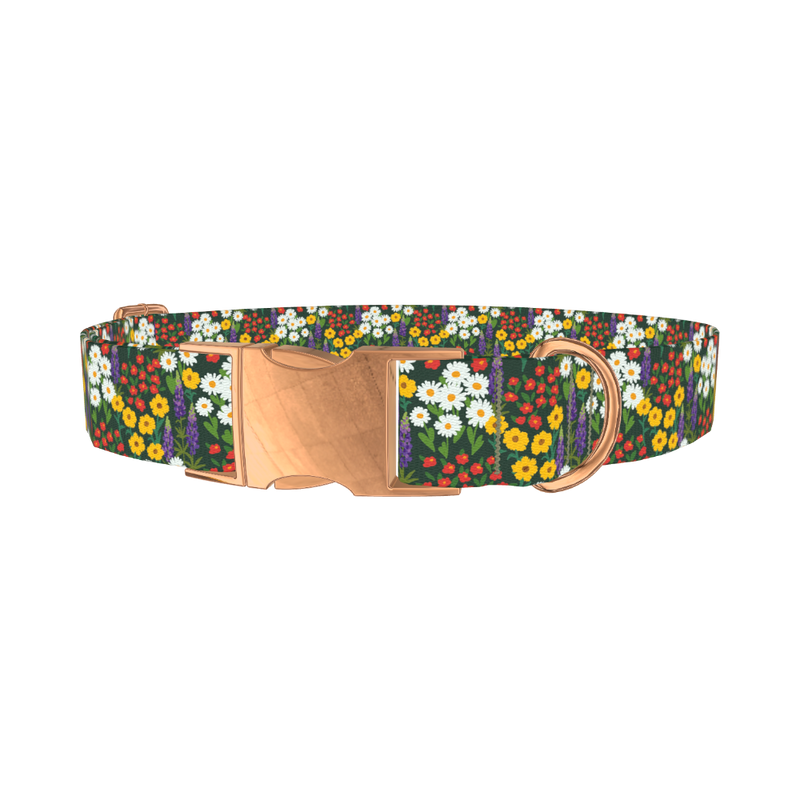Meadow Bloom Dog Collar - metal rose gold