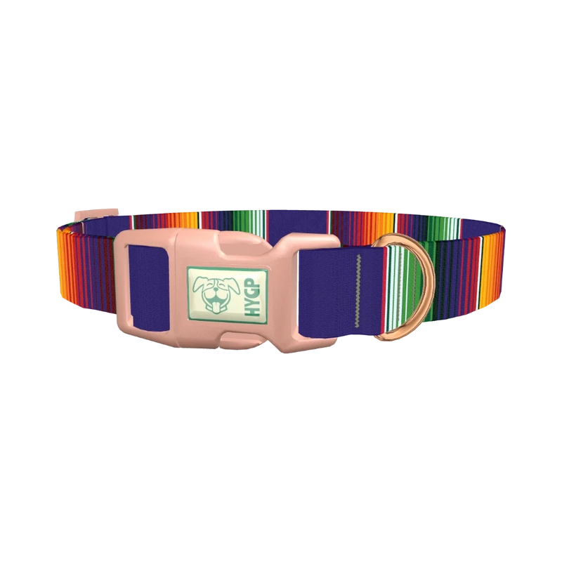 Colorful Stripes Dog Collar - plastic rose gold