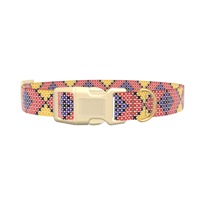 Colorful Geometric Dog Collar - plastic silver