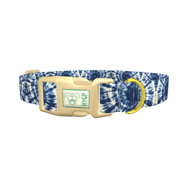 Spiral Tie Dye Dog Collar - plastic gold