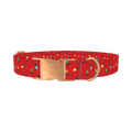 Red Festive Lights Dog Collar - metal rose gold