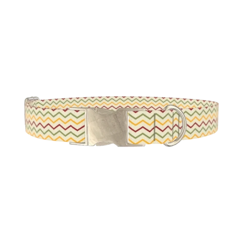 Geometric Chevron Dog Collar - metal silver