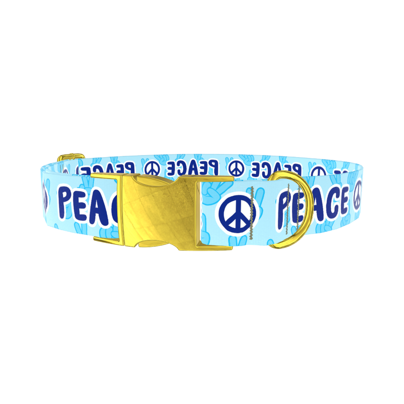 Peace Symbol Dog Collar - metal rose gold