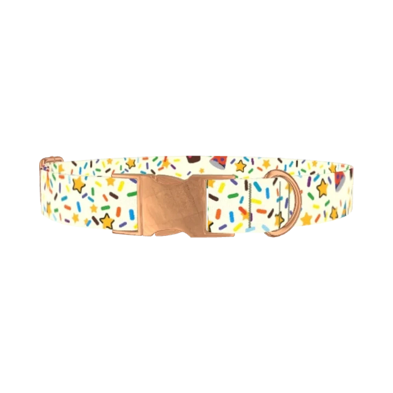 Birthday Boy Celebration Dog Collar - metal rose gold