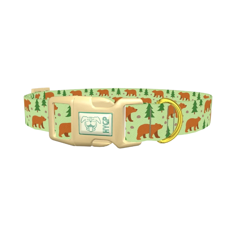 Forest Bear Dog Collar - plastic gold