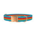 Turquoise Red Stripe Dog Collar - metal rose gold