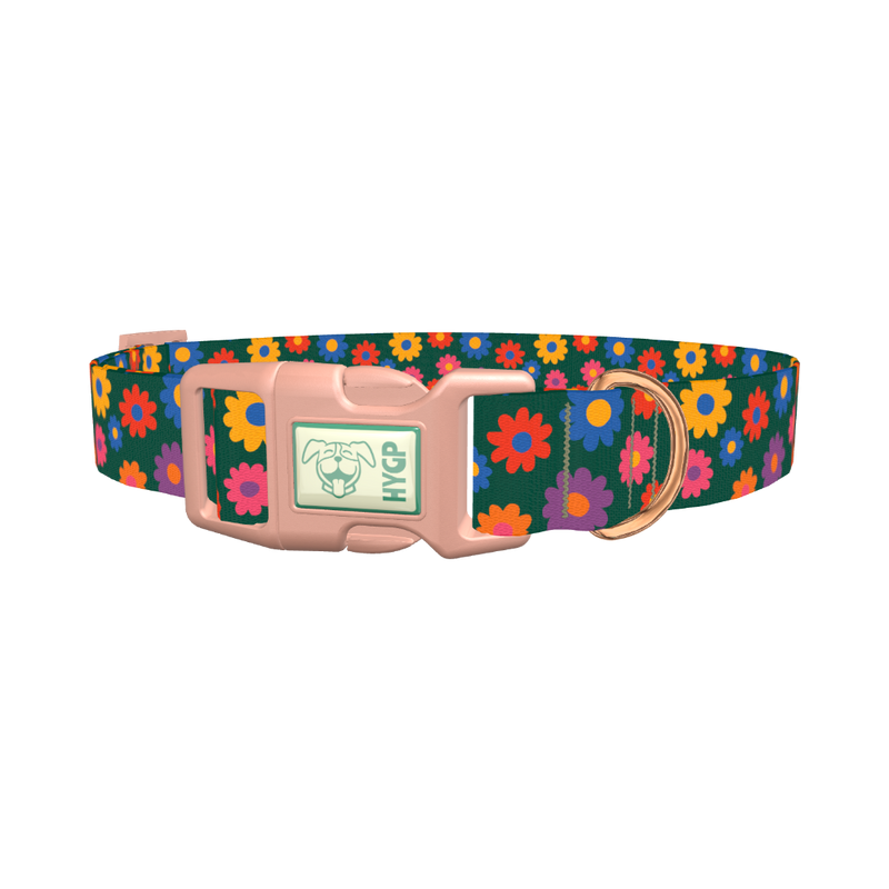 Floral Pattern Dog Collar - plastic rose gold