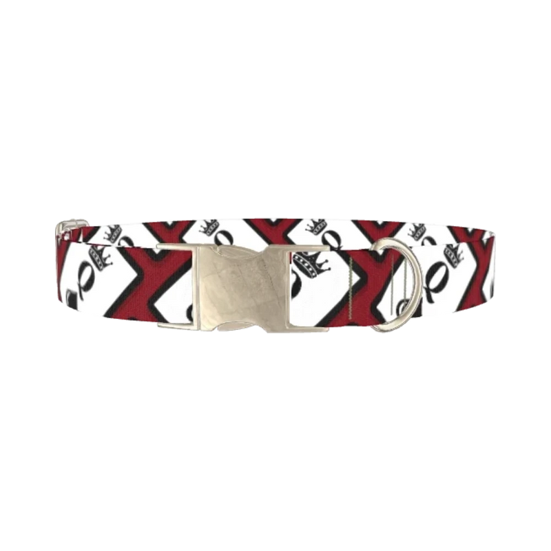 Red Playing Card Dog Collar - metal silver