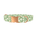 Green Daisy Dog Collar - metal rose gold