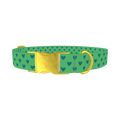 Green Heart Pattern Dog Collar - metal gold