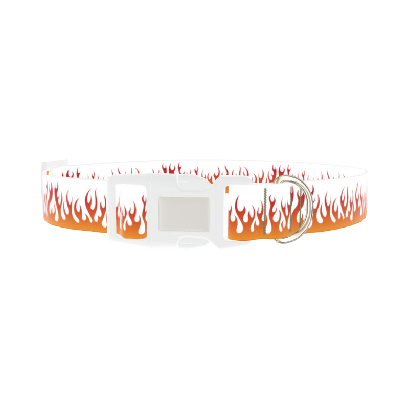 Red Flame Dog Collar - plastic silver