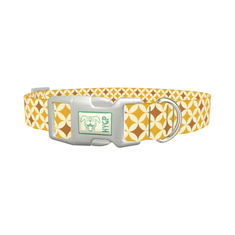 Yellow Geometric Star Dog Collar - plastic silver
