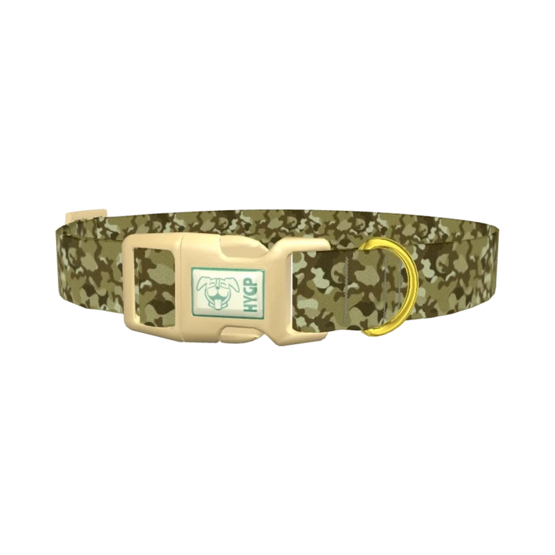 Khaki Camouflage Dog Collar - plastic gold