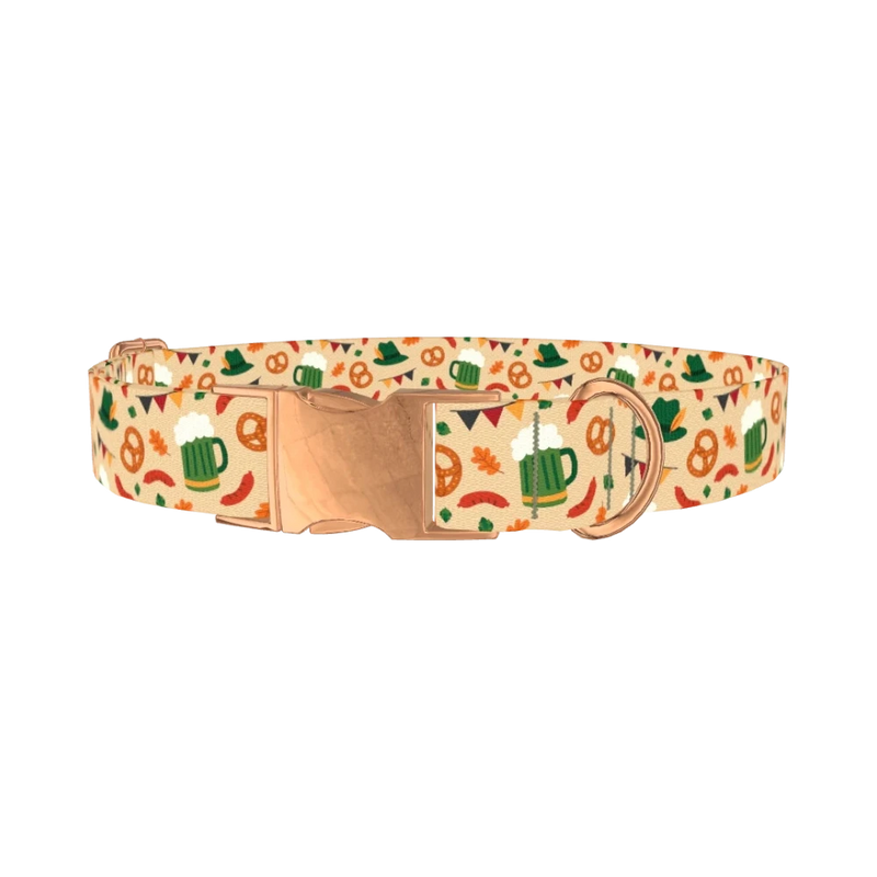 Oktoberfest Beer Dog Collar - metal rose gold