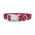 Navy Heart Pattern Dog Collar - plastic silver