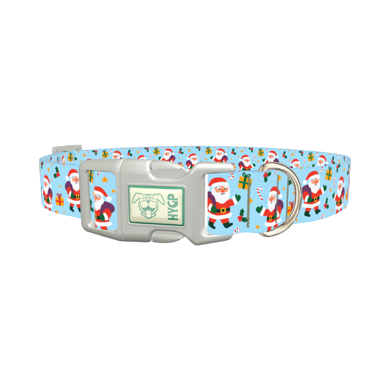 Christmas Santa Stars Dog Collar - plastic silver