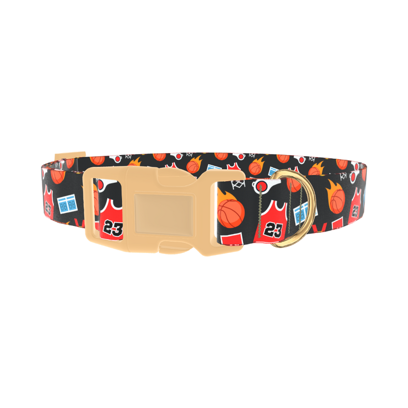 Flaming Basketball Dog Collar - plastic gold