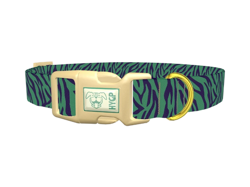 Green Zebra Pattern Dog Collar