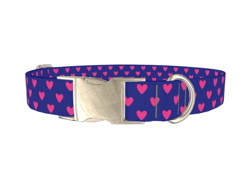 Blue Heart Pattern Dog Collar