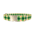 Plaid Clover Dog Collar - metal silver