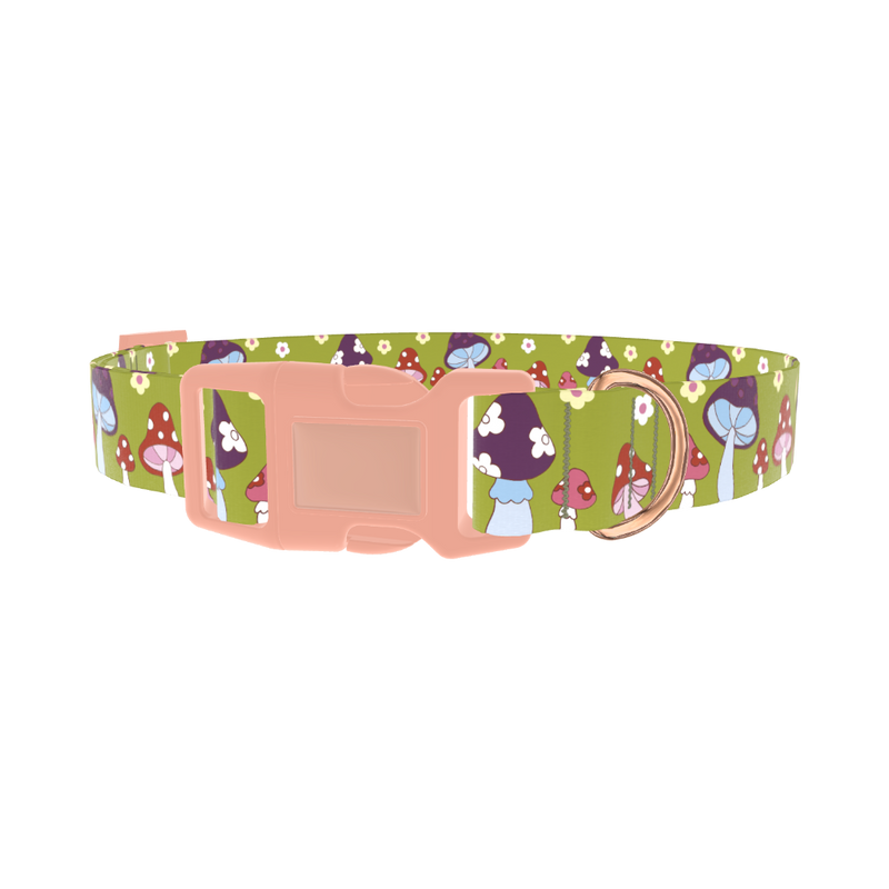 Whimsical Mushroom Dog Collar - plastic rose gold