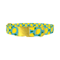 Blue Lemon Pattern Dog Collar - metal gold