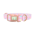 Floral Check Dog Collar - plastic rose gold
