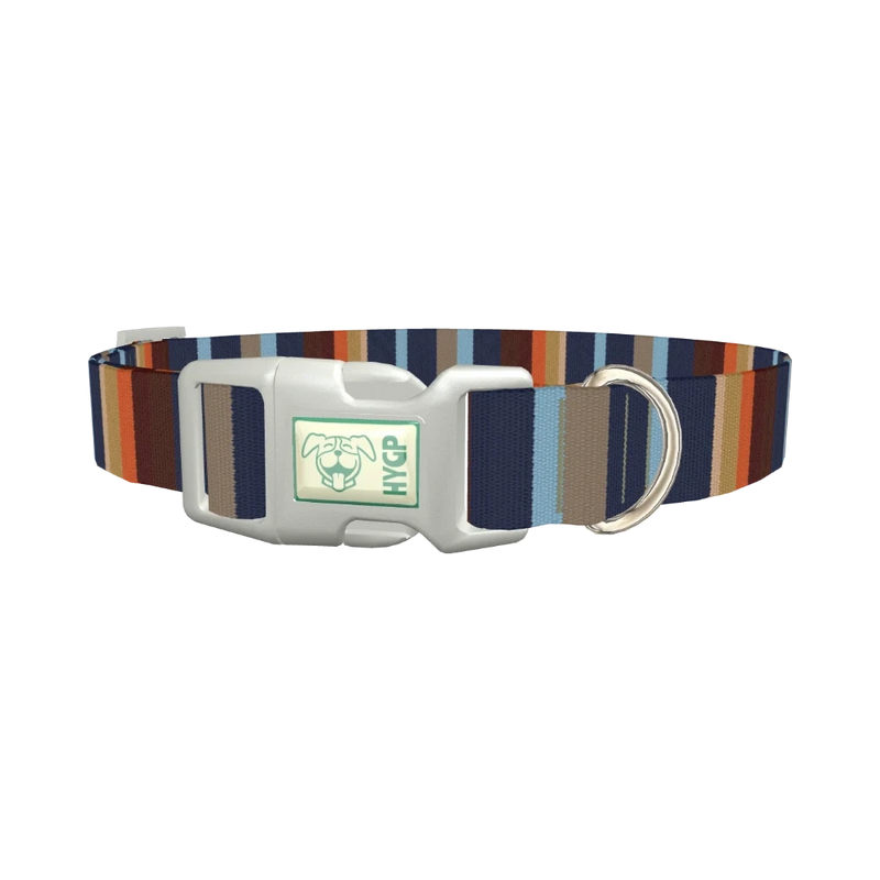 Striped Geometric Dog Collar - plastic silver