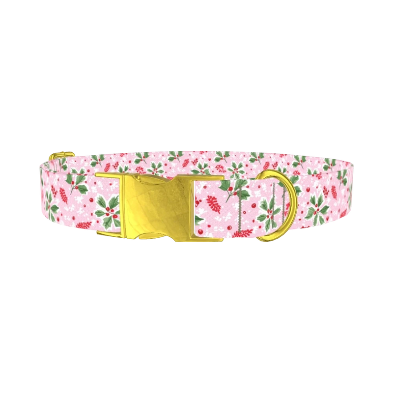 Christmas Berries Dog Collar - metal gold