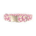 Pink Daisy Dog Collar - metal silver