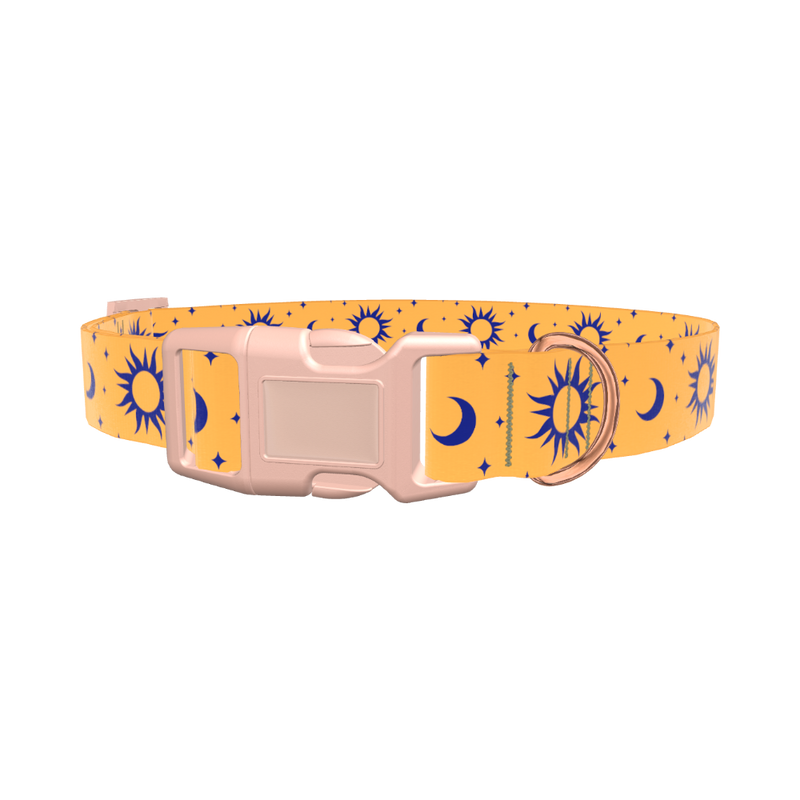 Mystical Sun and Moon Dog Collar - plastic silver