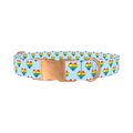 Pixel Rainbow Heart Dog Collar - metal rose gold
