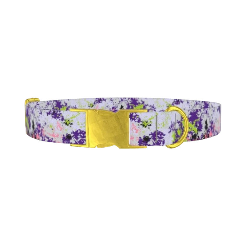 Abstract Splatter Dog Collar - metal gold