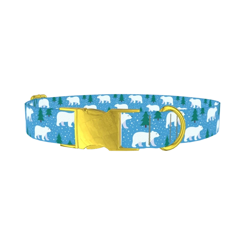 Winter Bear Dog Collar - metal gold