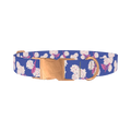 Blue Hydrangea Pattern Dog Collar - metal rose gold