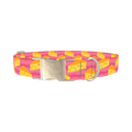 Pink Cheese Slice Dog Collar - metal silver