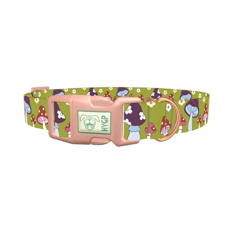 Retro Mushroom Flower Dog Collar - plastic rose gold