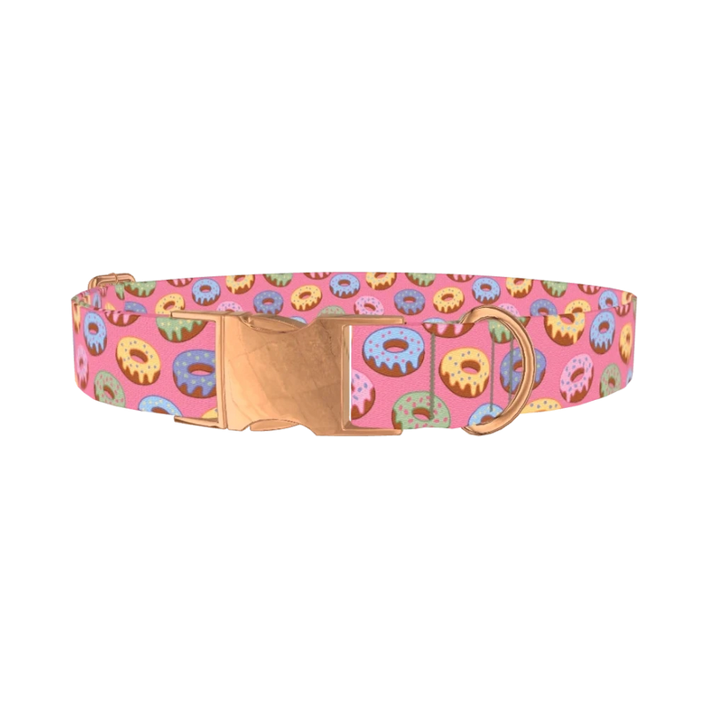 Colorful Donut Dog Collar - metal rose gold