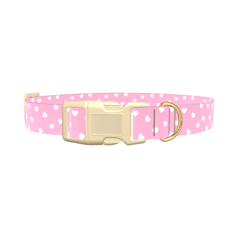 Pink Heart Dog Collar - plastic silver